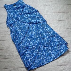 Ann Taylor Blue Tiered Silk Halter Dress